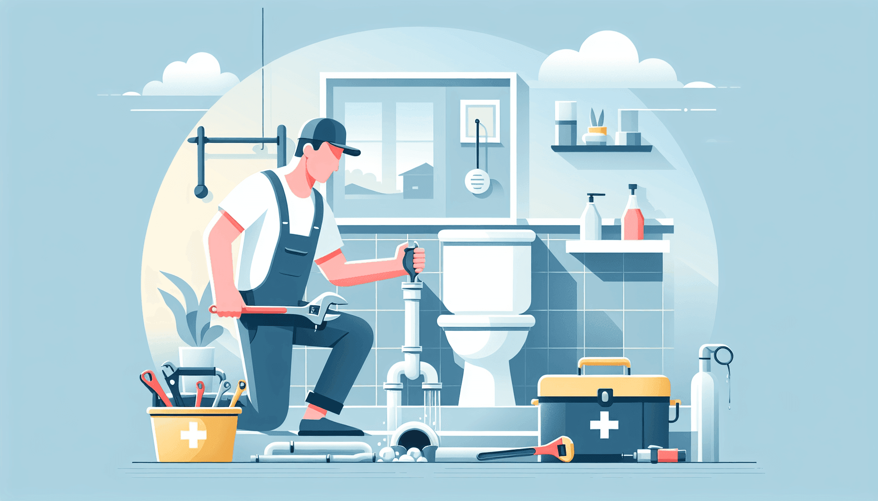 Plumber cleaning a clogged bathroom drain